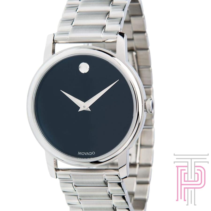 Movado 2100014 Museum Black Dial Silver Stainless Steel Swiss Quartz Mens Watch(W9)