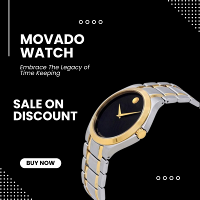 Movado Collection Black Dial Two-Tone Mens Watch 0606896(W7)